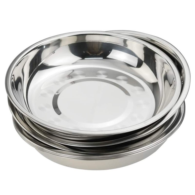 Nicesh 7.64 Inch Stainless Steel Round Plate, Dinner Plate Dish, Pack of 6 - Image 1